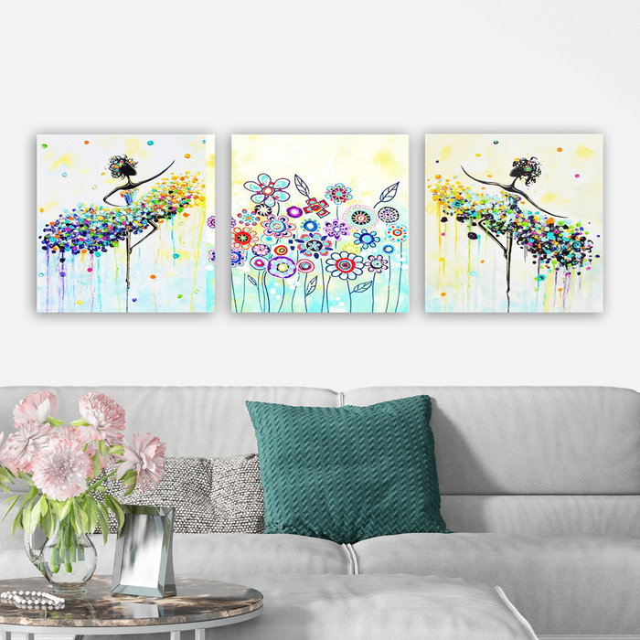 Wallity DRPRC10 Conjunto de 3 Pinturas Decorativas en Lienzo Multicolor